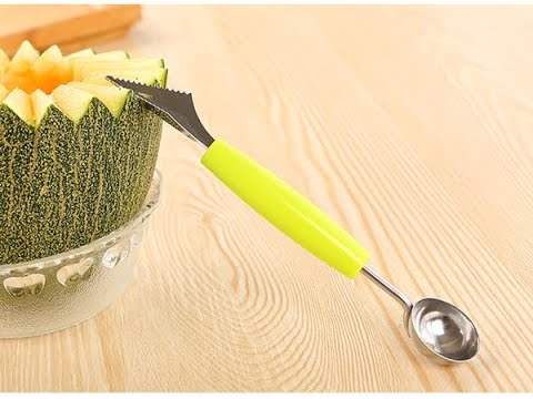 Hemico 2 in 1 melon, scoop with carving knife for fruit sala...