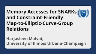 Video: Memory Accesses for SNARKs and Constraint-Friendly Map-to-Elliptic-Curve-Group Relations