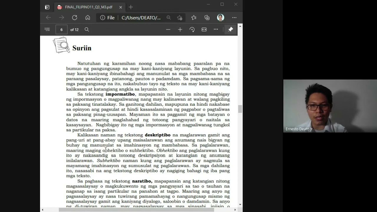 Pagbasa Modyul 3: Uri ng Teksto (Competency)