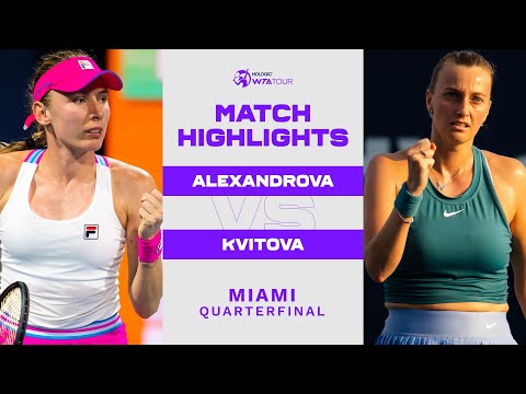 Теннис Ekaterina Alexandrova vs. Petra Kvitova | 2023 Miami Quarterfinal | WTA Match Highlights