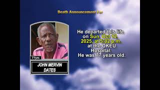 JOHN MERVIN DATES ~ Short Obituary