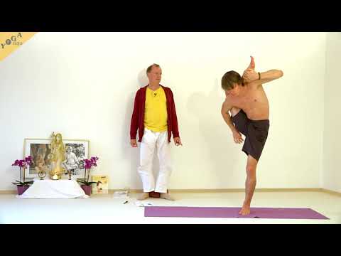 Fuß-hinter-Kopf-Pose im Stehen - Yoga Asana Lexikon