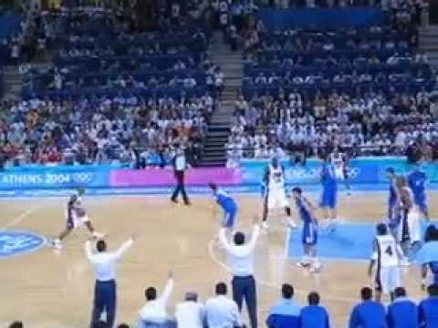 Athens 2004: Greece hits 3 pointer vs Team USA (basketball)