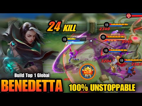 24 Kills No Death!! Benedetta with 75% Win Rate! - Build Top 1 Global Bendetta ~ MLBB