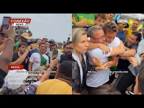 Vídeo: Nikolas se emociona ao encontrar os pais na caminhada por Justiça.