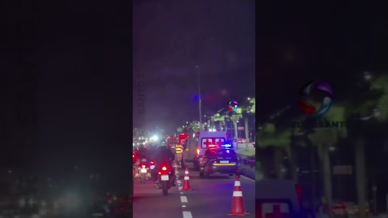 Acidente com motocicleta causa lentidão na Via Expressa Sul, em Praia Grande.