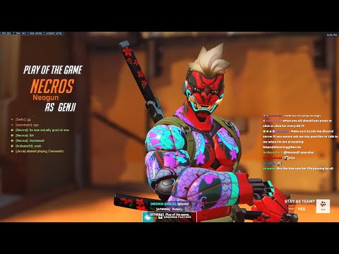 GENJI OP! NECROS FASTEST GENJI IN THE WORLD - POTG! OWERWATCH 2 GAMEPLAY