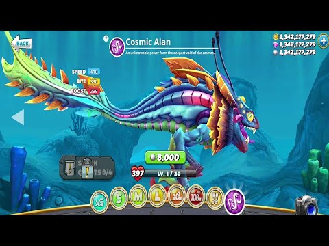 Hungry Shark World COSMIC ALAN Unlocked and Fully Upgraded Update - All 39 Sharks Unlocked Gameplay
