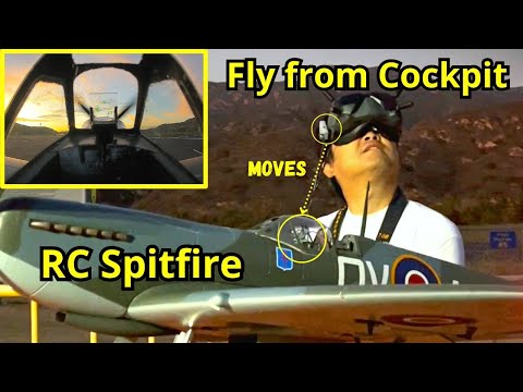 Fly RC Plane from Cockpit View Using Head Tracking FPV - Flightline Spitfire 1.6M