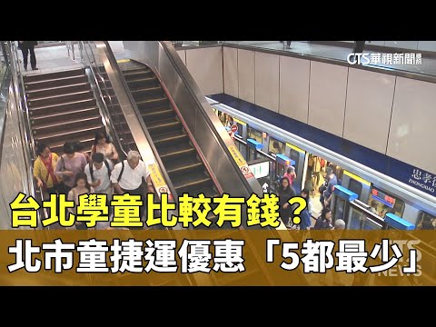 台北學童比較有錢？　北市童捷運優惠「5都最少」