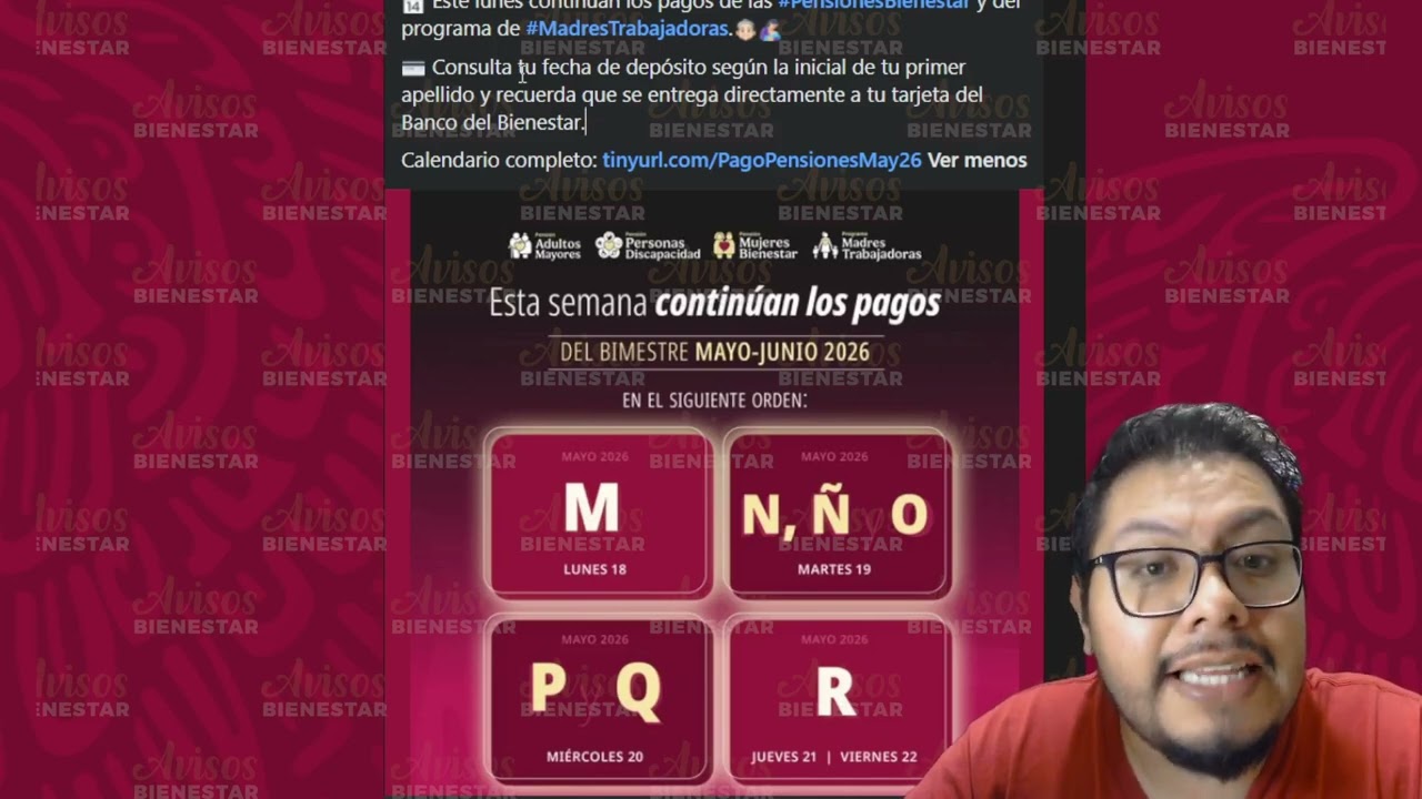 ¡PAGO DE LA PENSIÓN! del 18 al 22 de mayo-junio, pension adultos mayores y pensión mujeres bienestar