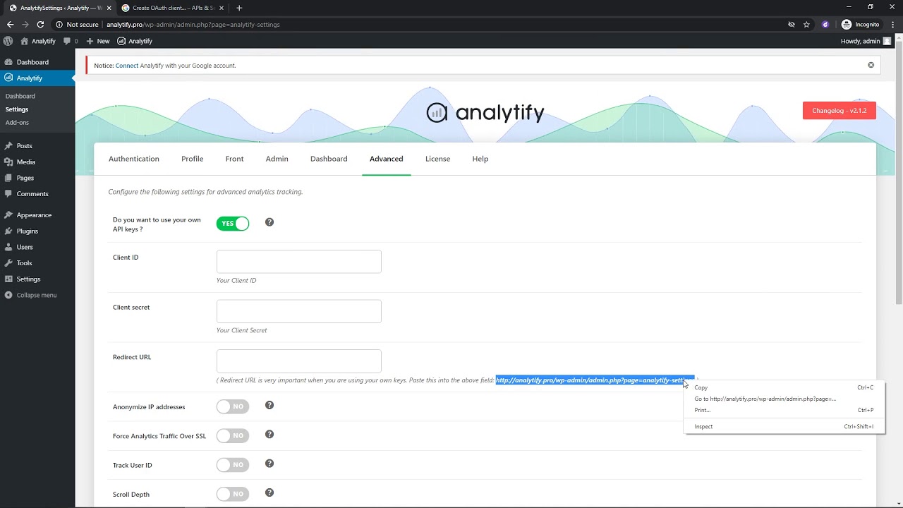 Generate Client ID, Client Secret API Keys for Analytify WordPress Plugin (Step by Step)