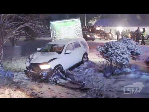 02-13-2022 Bourne, MA - SUV Skids Off Highway- Crashes Into Bank Sign- Toddler & Infant Evaluated