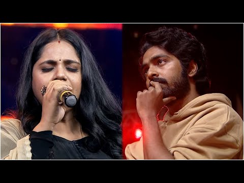 Musikdirektor G.V.Prakash wird emotional durch den faszinierenden Auftritt seiner Frau Saindhavi ...