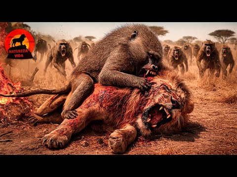QUÊNIA | A Batalha Pela Sobrevivência Entre Babuíno e Leão #animaisselvagens | Natureza Vida