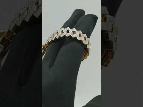 14k Miami Cuban Natural Diamond Bracelet