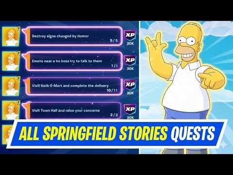 How to COMPLETE SPRINGFIELD STORIES QUESTS in FORTNITE! 🍩 (The Simpsons Event Guide)