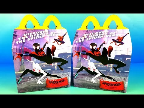 2018 EVERYTHING McDONALD'S SPIDER-MAN INTO THE SPIDER-VERSE HAPPY MEAL TOYS BOX DISPLAY USA UNBOXING Video