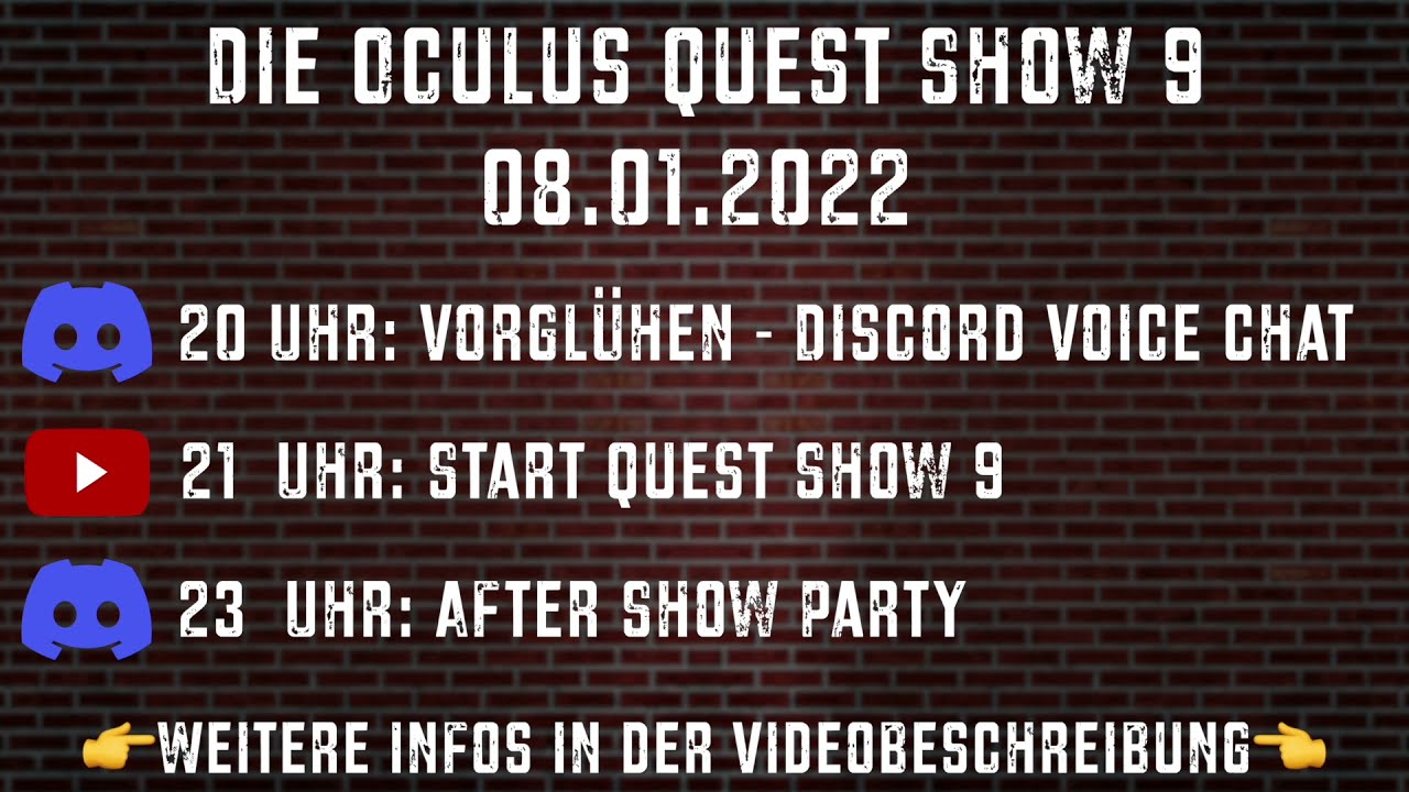 Die Zock Stube - Samstag, 21:00 Uhr (08.01.2022) - Oculus Quest Show 9 (Ankündigung)