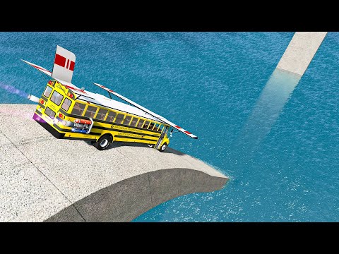 Impossible Weird Wave Bridge Crossing Cars Vs Deep Water Stunt - BeamNG.Drive