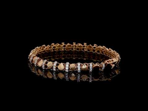 Designer 18K/14K Rose Gold Shell-Inspired Diamond Bracelet (7 Inch)