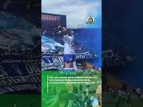 "Recibimiento de la barra brava Comandos Azules - Millonarios en el clásico vs Independiente Santa Fe" Barra: Comandos Azules &bull; Club: Millonarios