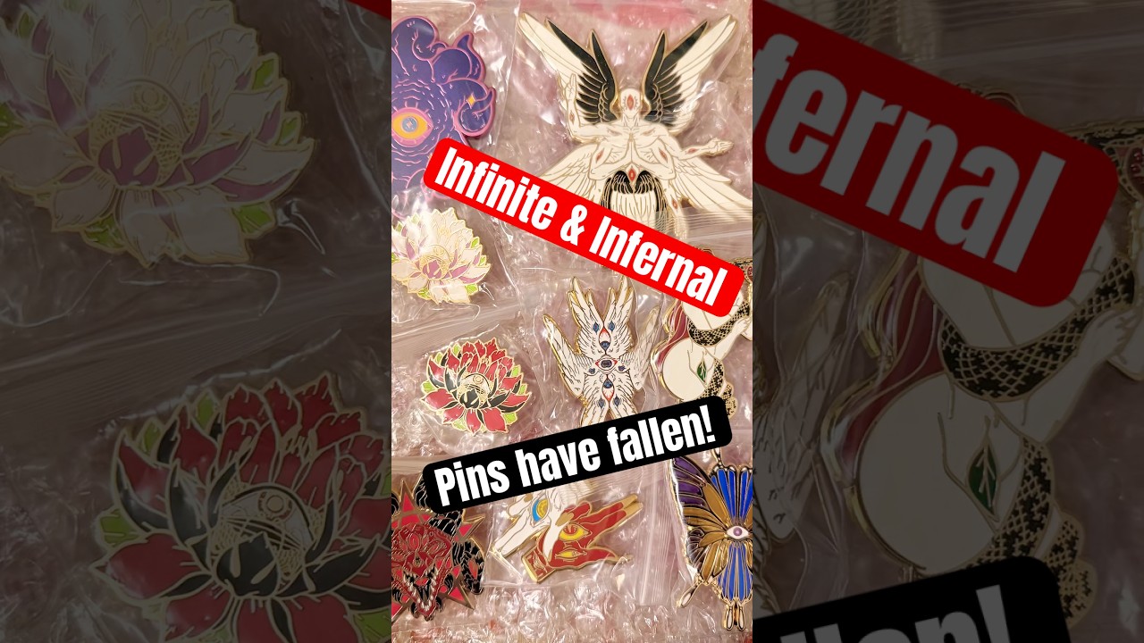 Infinite & Infernal Pins are here 😇😈 #evil #art #enamelpins #angelcore #angels #demons #biblical