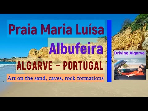 Driving to PRAIA MARIA LUISA - Albufeira (Algarve Portugal) paintings on the beach sand 10/2022 HD