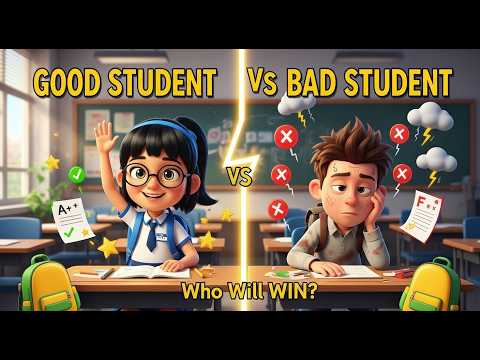 Good Student vs Bad Student at School | Who Will Succeed? 3D Animation for Kids (3 to 10)