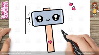 How to Draw a Cute Hammer Step by Step for KIDS