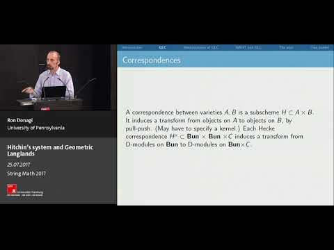 Ron Donagi - Hitchin’s system and Geometric Langlands