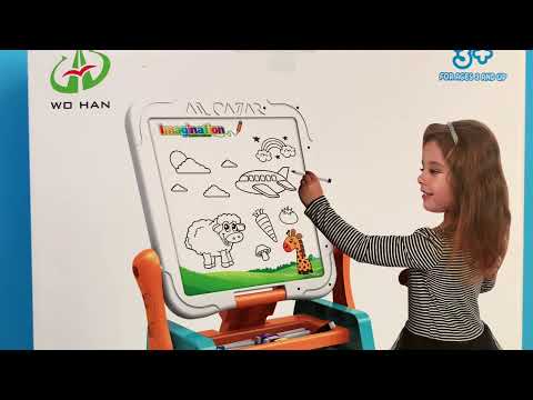 Стіл-мольберт зі стільцем з великими деталями конструктора (6850)