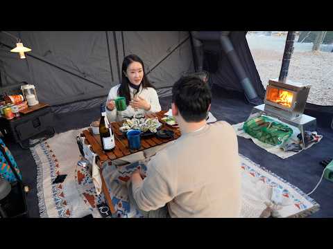 굴.친.자의 겨울 캠핑! 생굴, 굴찜, 굴전, 굴라면🦪 NEW 에어텐트 속 우리만의 영화관 OPENㅣ대형견까지 가능한 반려견 동반 캠핑장, 반려인들 사이에서 나는 반려자와 캠핑⛺️