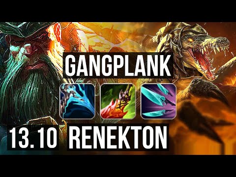 GANGPLANK vs RENEKTON (TOP) | 10 solo kills, 1.5M mastery, 19/3/6, Legendary | KR Diamond | 13.10