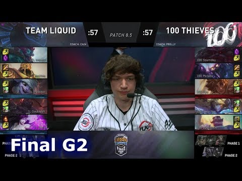 100 Thieves vs Team Liquid | Game 2 Grand Final S8 NA LCS Spring 2018 | 100 vs TL G2