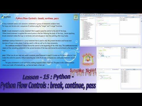 Lesson 15 Python3 Python Flow Controls Break Continue Pass