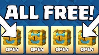 Clash Royale - "ALL FREE GOLD CHEST!" - Can We Get Legendary?!