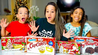 LITTLE DEBBIE AND HOSTESS CHRISTMAS HOLIDAY TREATS MUKBANG | CUPCAKES & GINGERBREAD COOKIES