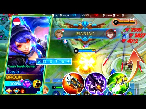21 Kills + Maniac Layla !! Layla High Damage In Late Game ~ Build Top 1 Global Layla ~ MLBB