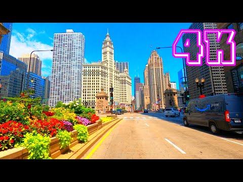 Great Summer Day Drive in Chicago USA 4K - UHD
