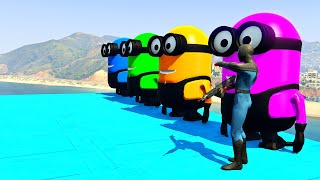 GTA 5 Epic Ragdolls RED SPIDERMAN VS RED MINION VS GREEN MINION Euphoria Physics Ep.26 #Spiderman