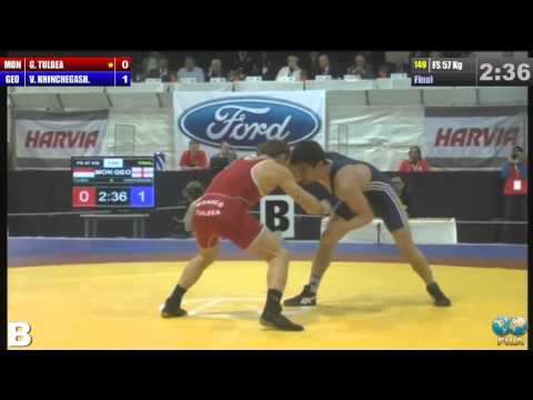European Wrestling Championships Final FS 57 Kg (MON) Ghenadie TULBEA (GEO) Vladimer KHINCHEGASHVILI