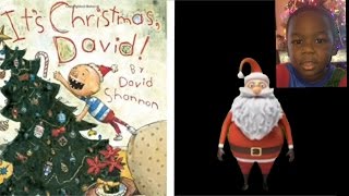 3 year old Riley reads "It's Christmas, David!" by David Shannon