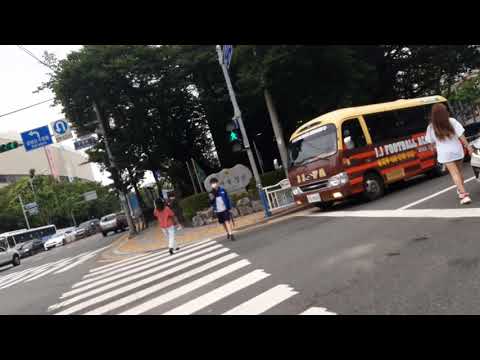 Caminhando na cidade de Busan | Perto de Nam-gu | Crossing Road