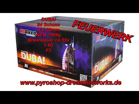 DUBAI HF-84-2365s / 30mm | RIAKEO FIREWORKS 84 Shots Compound PYROSHOP-Dreamfireworks.de