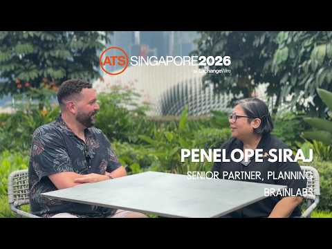 Interview with Penelope Siraj, senior partner, planning at Brainlabs, in front of the Esplanade at ATS Singapore 2026 by ExchangeWire.