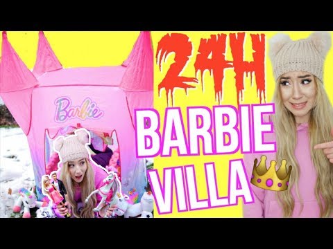 draussen 24 STUNDEN EINGESPERRT in der BARBIE VILLA HAUS Video