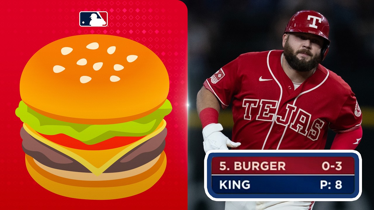 Burger beats King with a WHOPPER of a three-run home run for the Texas Rangers! 🍔 | MLB Highlights