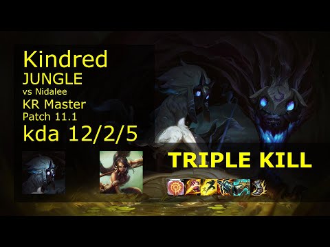 Kindred Jungle vs Nidalee - KR Master 12/2/5 Patch 11.1 Gameplay // [롤] 킨드레드 vs 니달리 정글