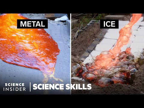 熔岩如何與晶體、水、冰和金屬發生反應｜科學技能 (How Lava Reacts To Crystals, Water, Ice, And Metal | Science Skills)